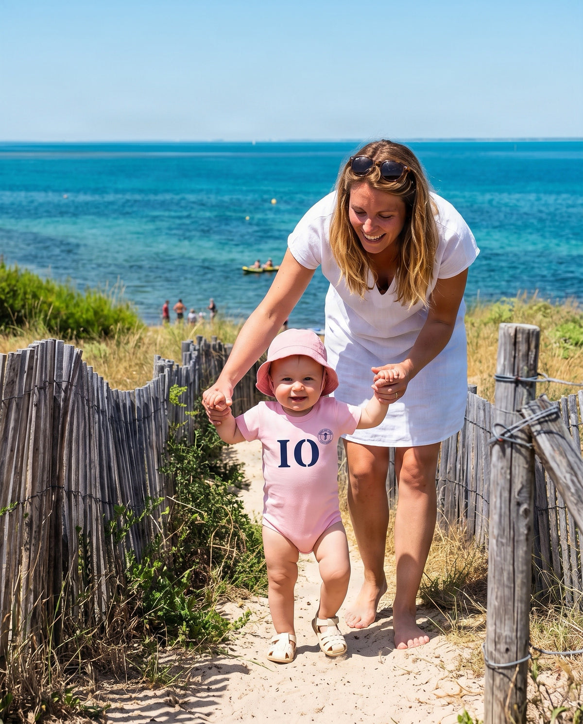 Body enfant Île D'Oléron IO Rose et Bleu