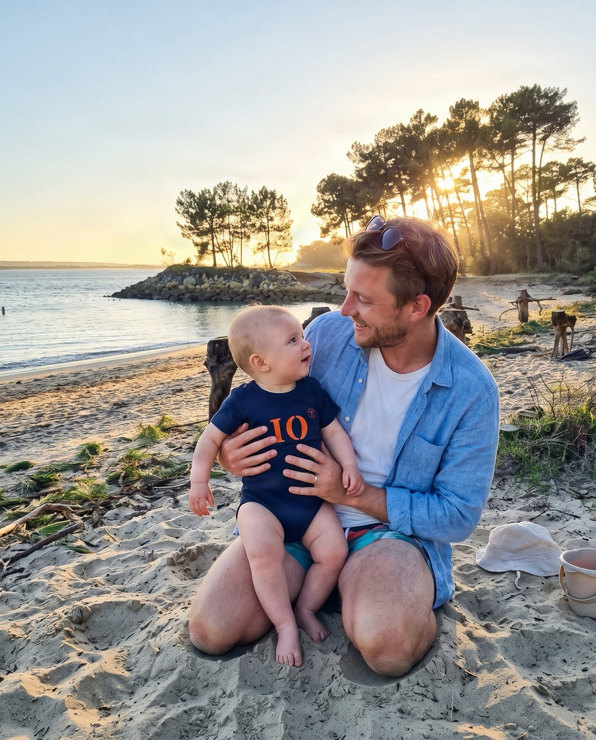 Body enfant Île D'Oléron IO Bleu et Orange