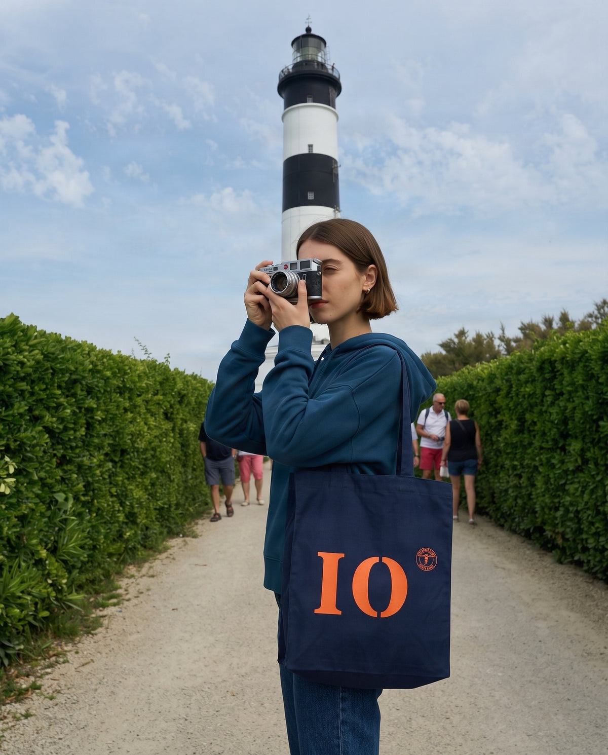 Tote bag IO Île d'Oléron Bleu Marine - Orange