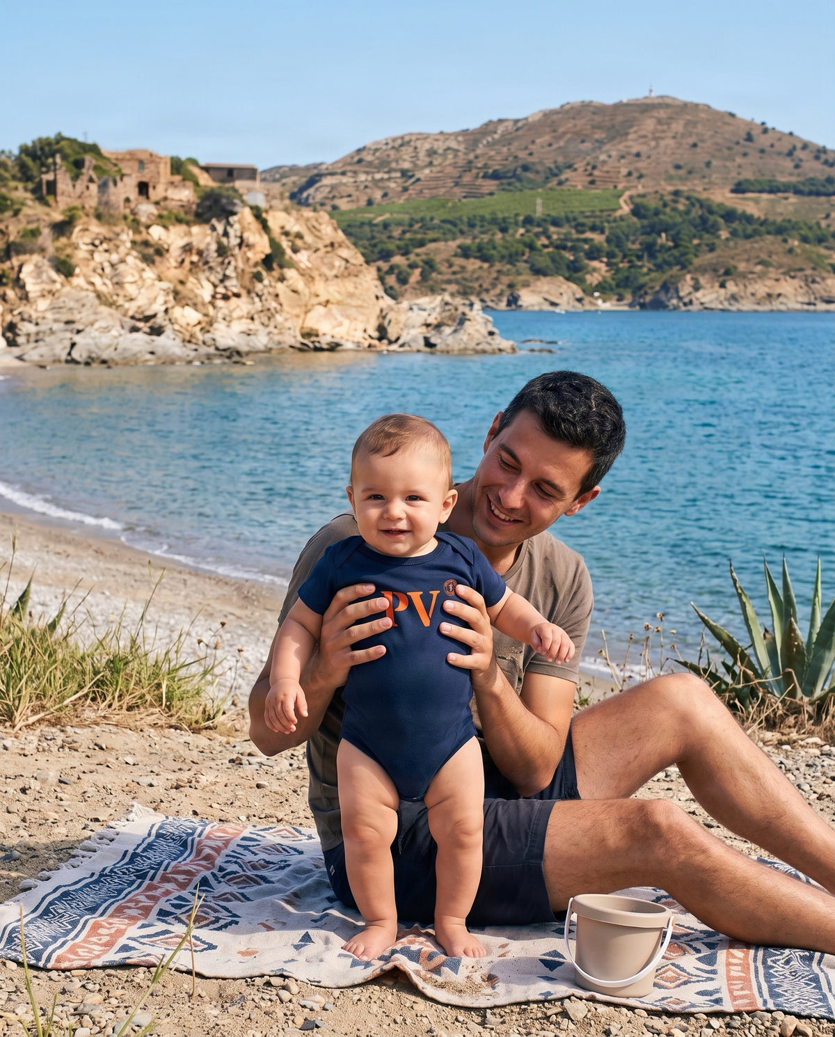 Body enfant Port-Vendres PV Bleu et Orange