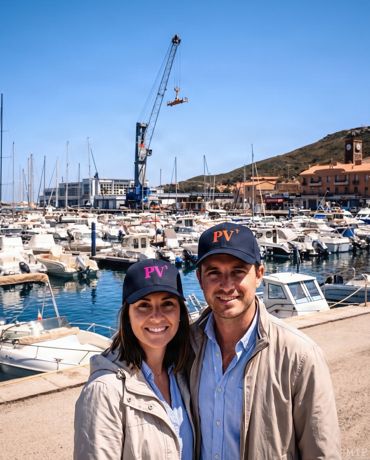Casquette PV Port Vendres Bleu Marine - Orange / Rose