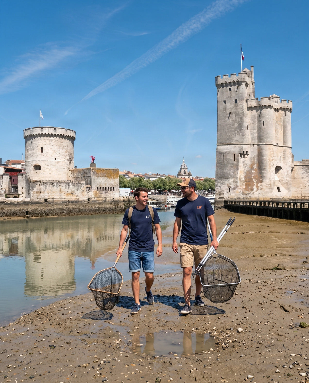 T-shirt brodé La Rochelle LR Bleu Marine - Orange / Blanc