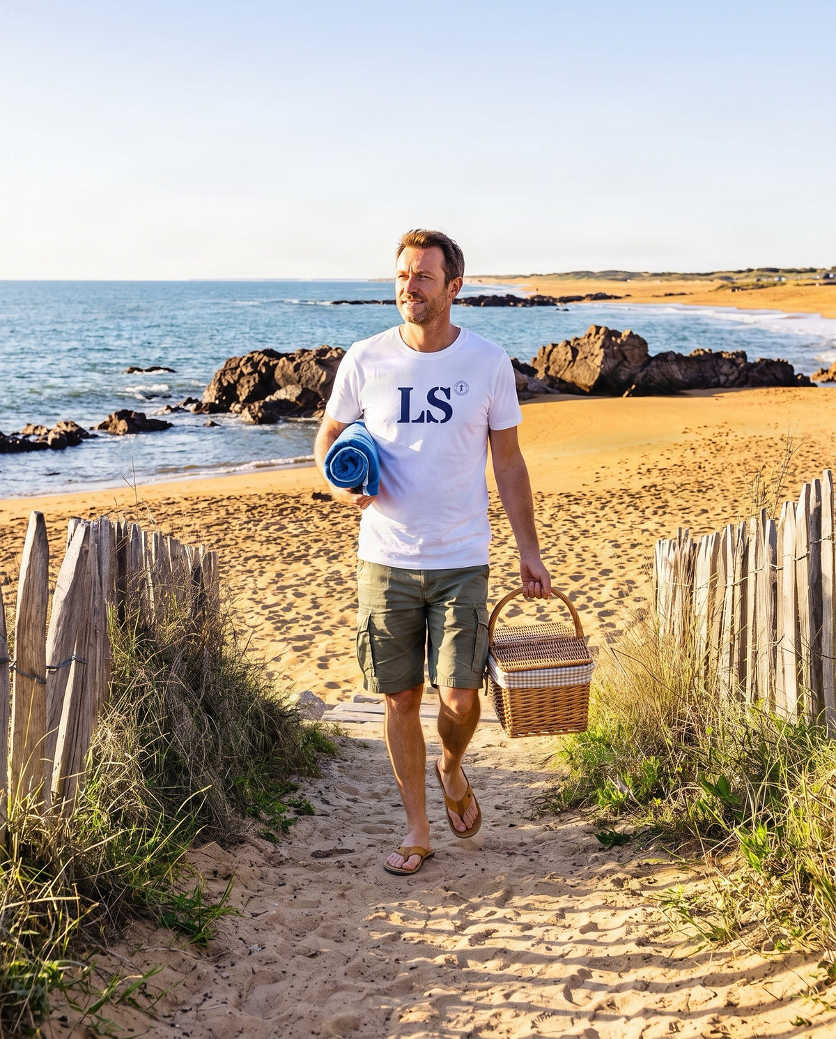 T-shirt  Les Sables d'Olonne LS - Blanc et  Bleu - Unisexe