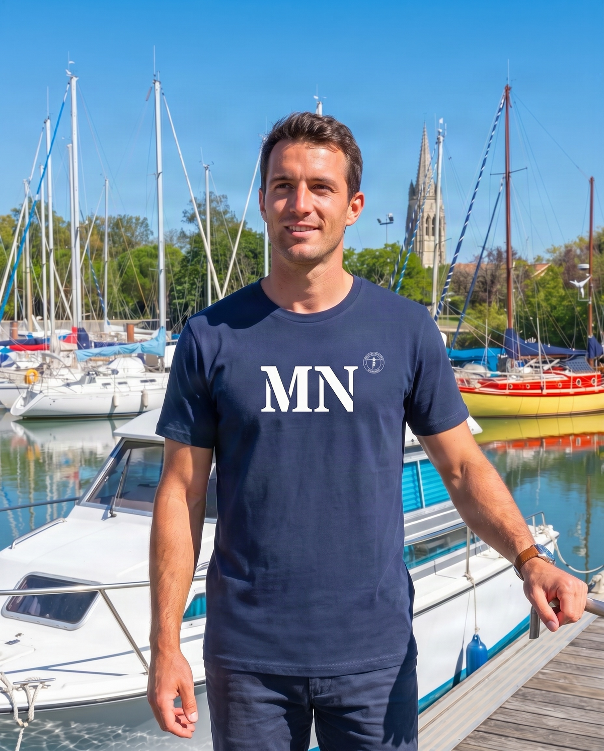 T-shirt Marennes MN Marine et blanc