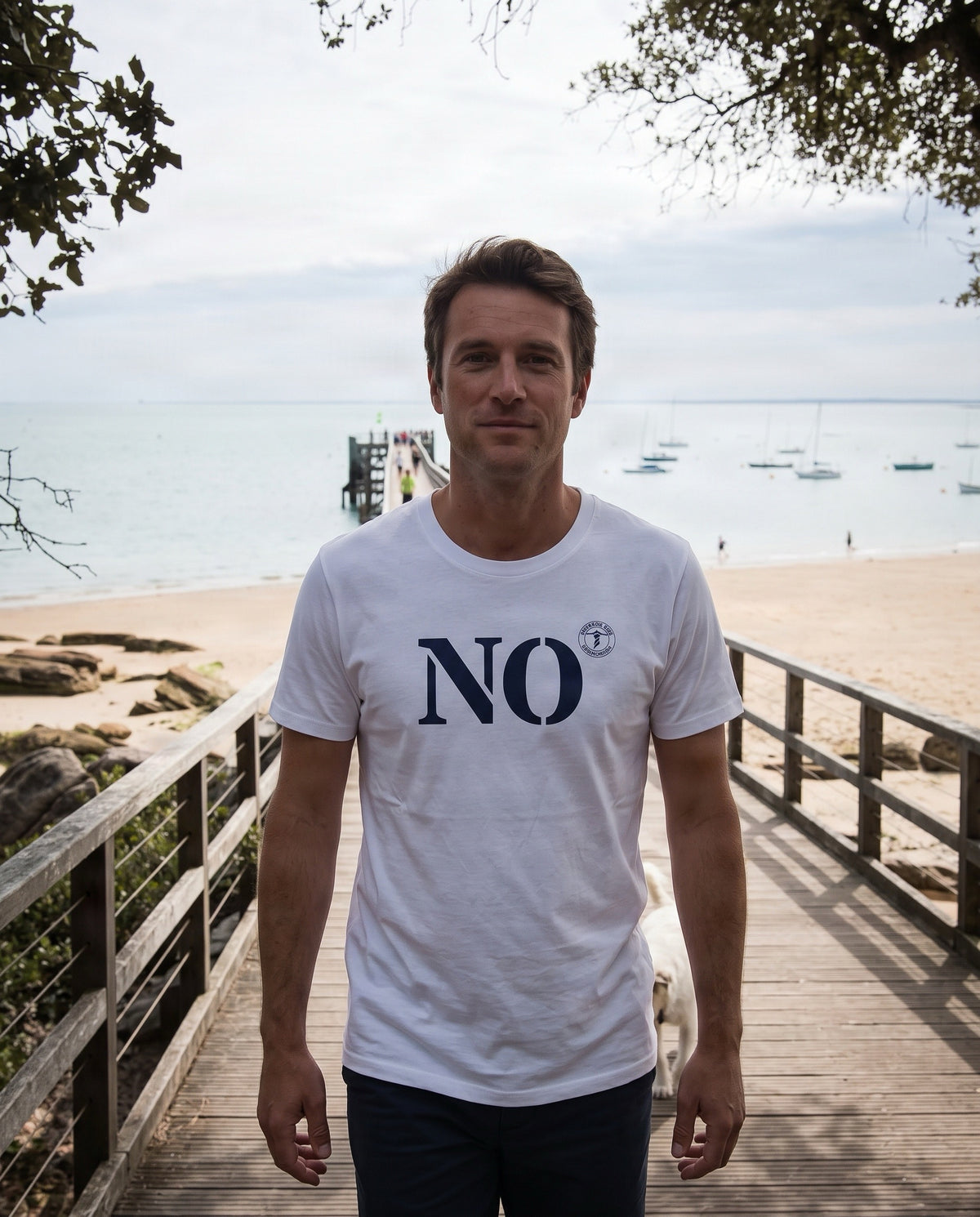 T-shirt Noirmoutier NO Blanc et Bleu  Marine