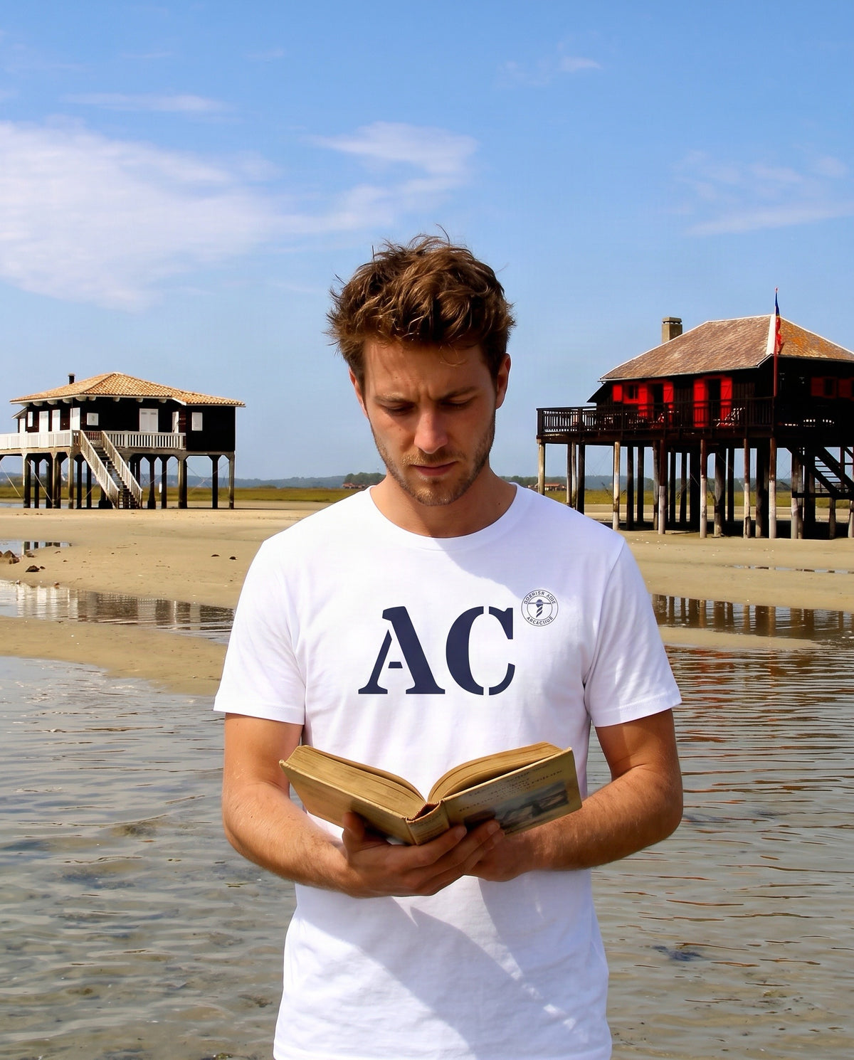 T-shirt AC Arcachon Blanc et  Bleu - Unisexe