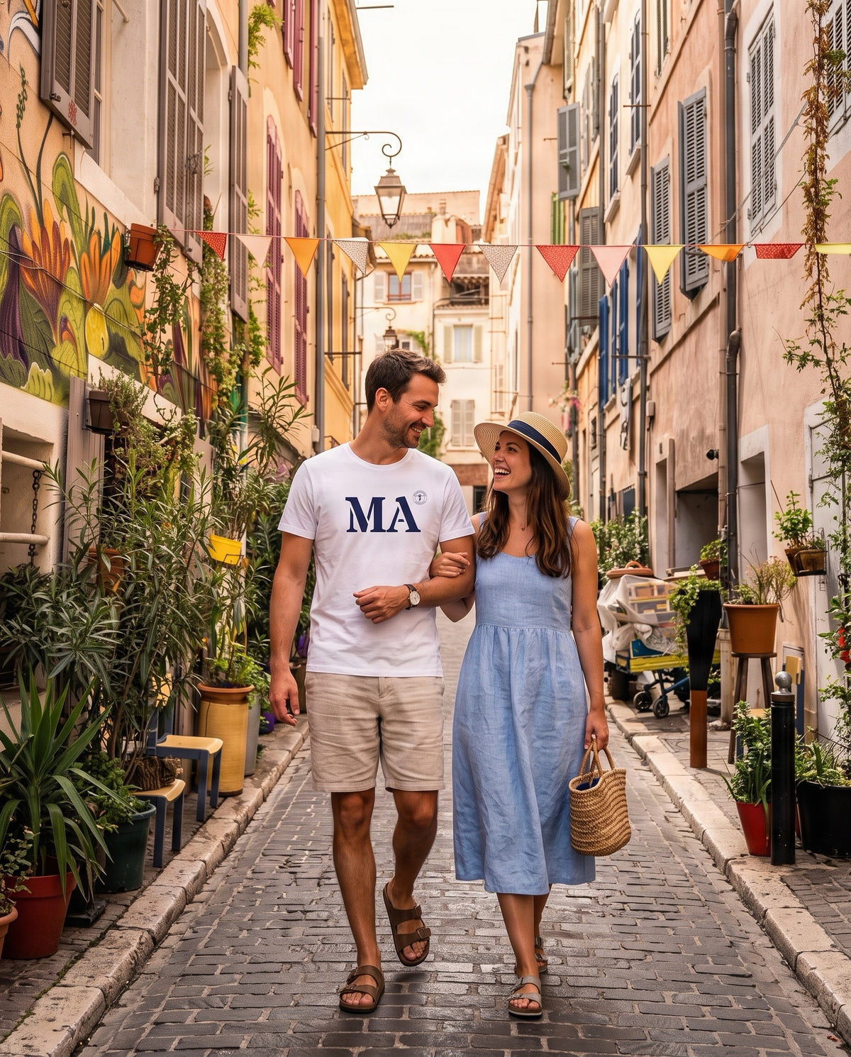 T-shirt MA Marseille - Blanc et Bleu - Unisexe