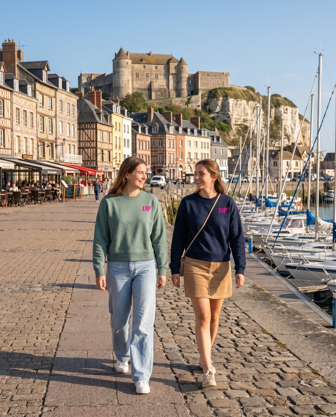 Sweat femme oversize DP Dieppe / Rose - Bleu Marine / Rose