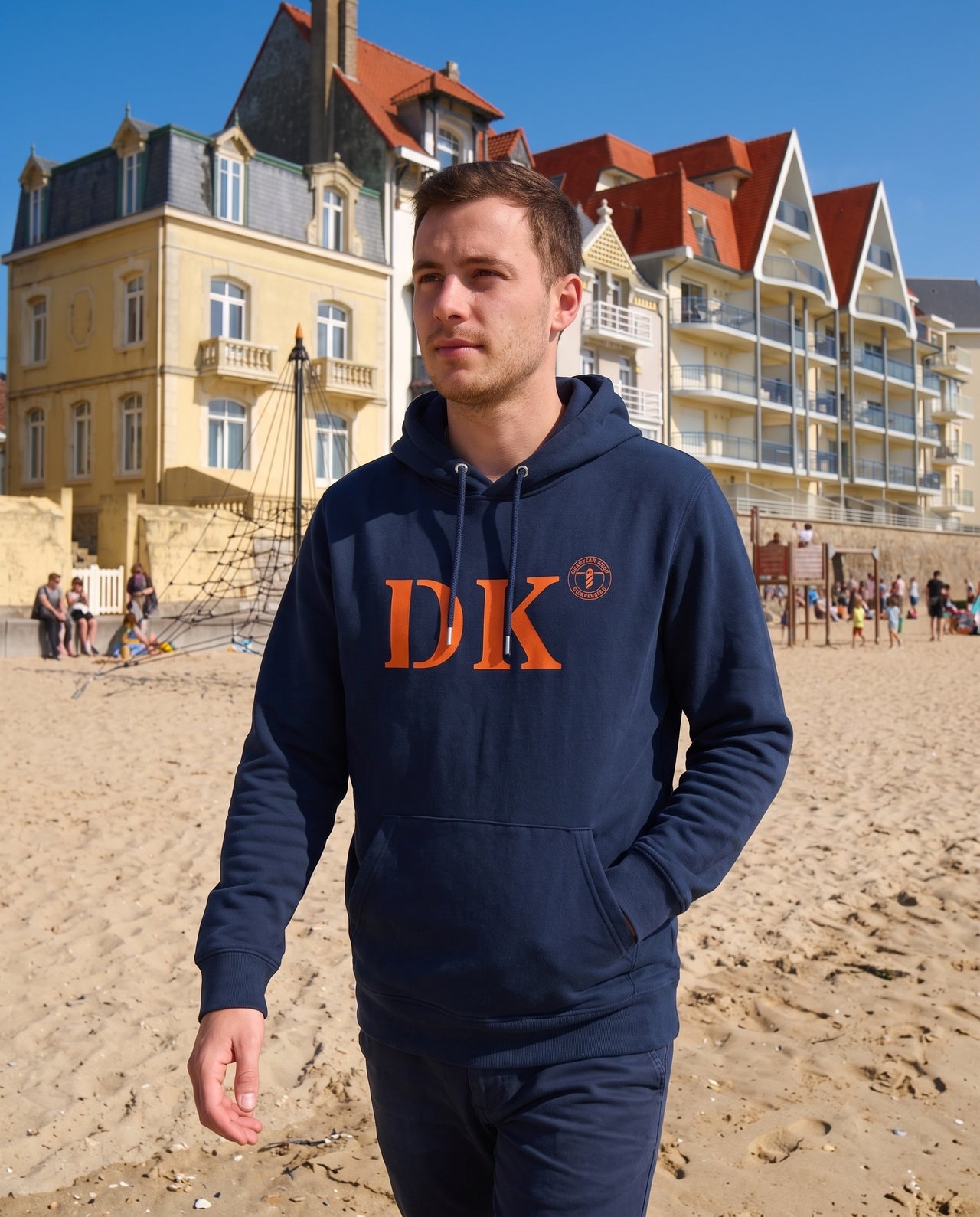 Sweat à capuche Dunkerque DK Bleu Marine et Orange Unisexe