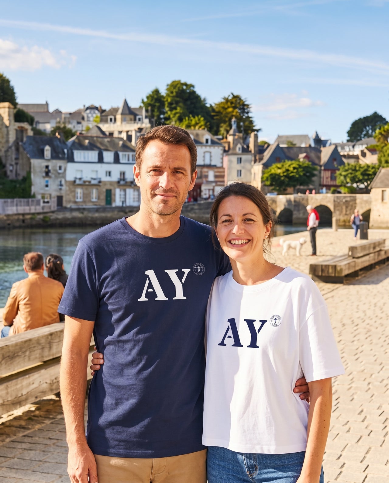 Tshirt oversized Auray AY - Blanc et Bleu - Femmes