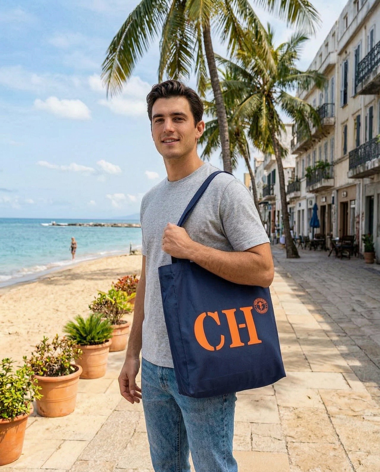 Tote bag CH Cherbourg Bleu Marine - Orange