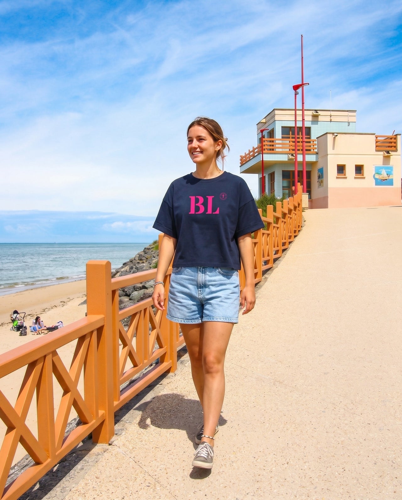 T-shirt oversized Boulogne sur Mer BL - Bleu et rose - Femmes