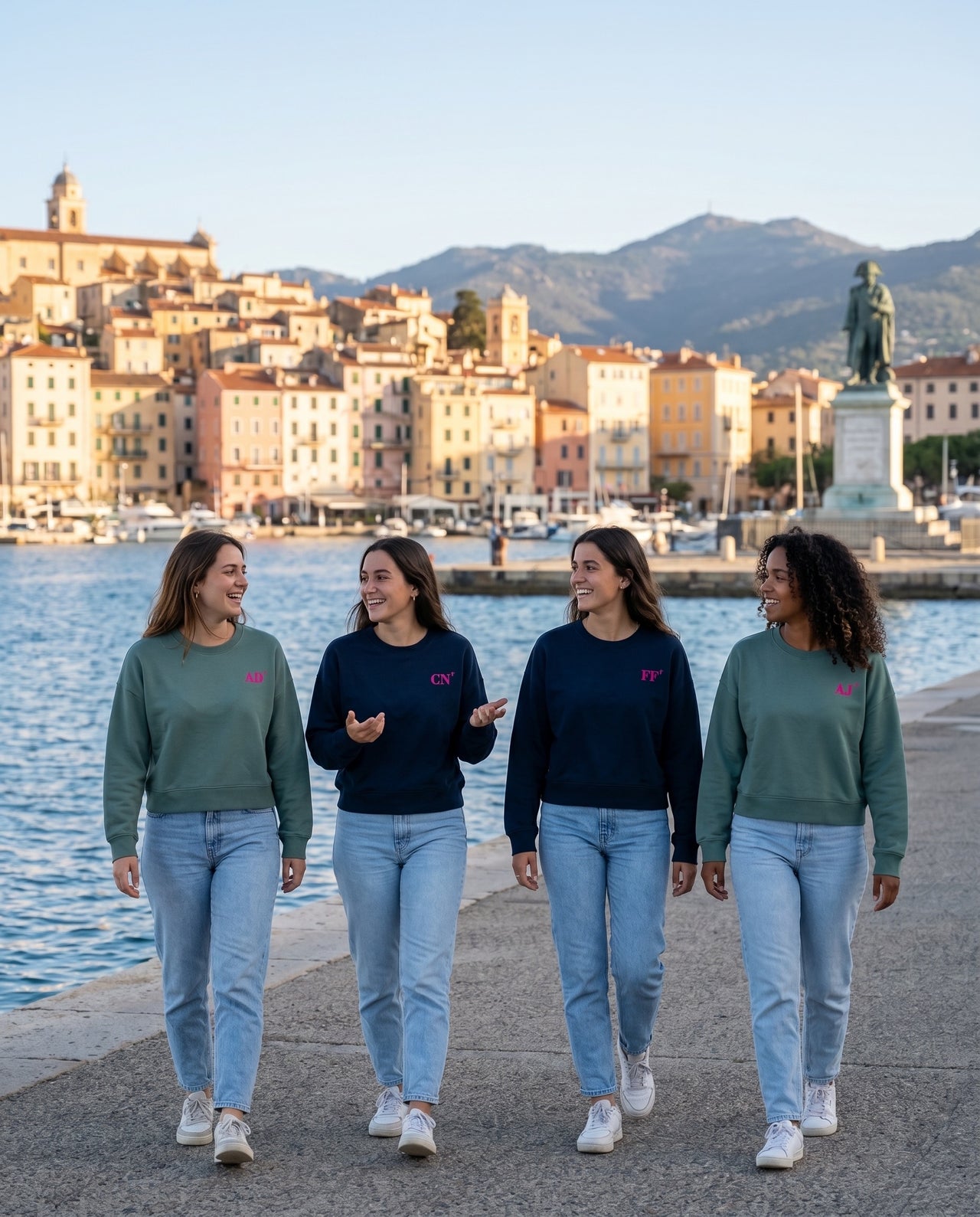 Sweat femme oversize AD Audierne Vert / Rose - Bleu Marine / Rose