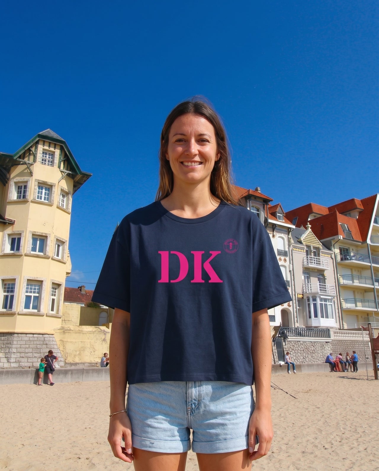 T-shirt oversized Dunkerque DK - Bleu et rose - Femmes