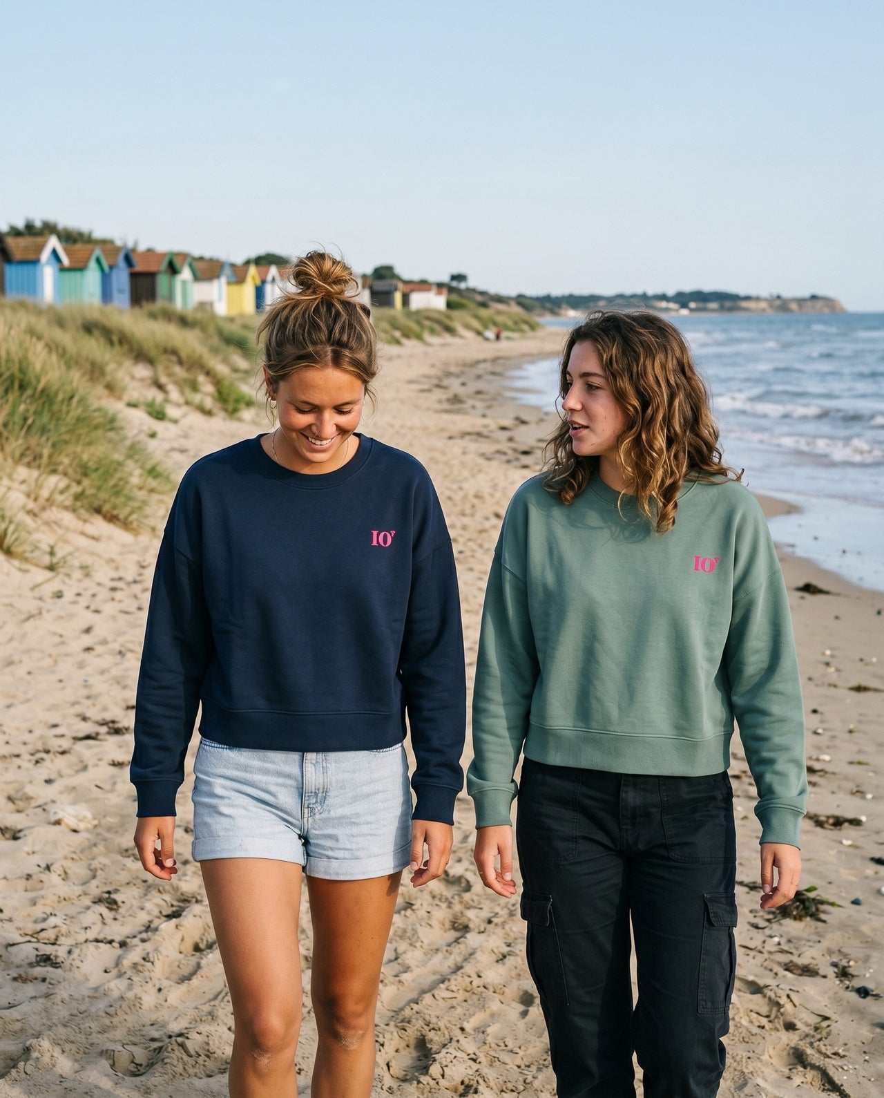Sweat femme oversize IO Ile d'Oléron Vert / Rose - Bleu Marine / Rose