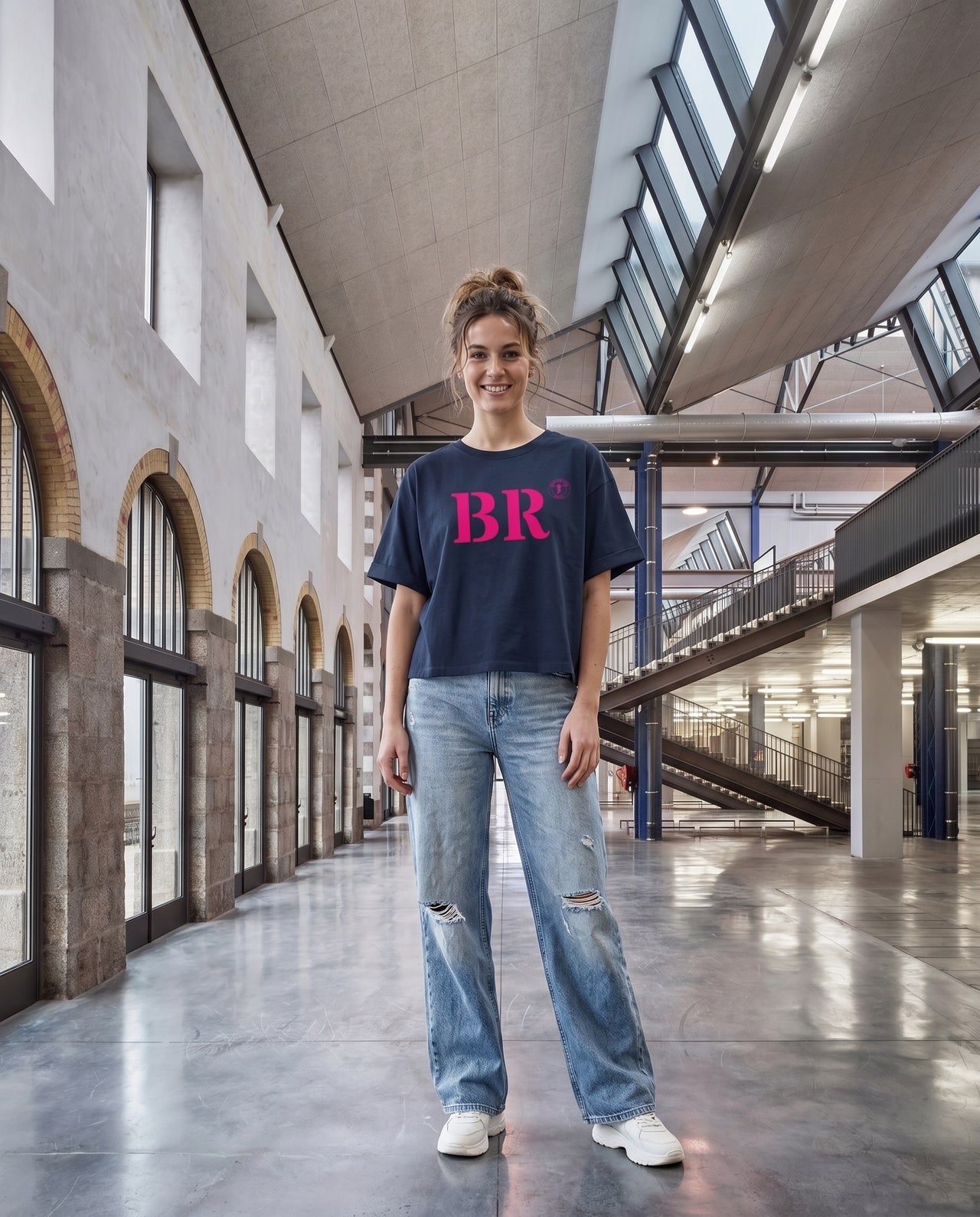 Tshirt oversized BR Brest - Bleu et rose - Femmes