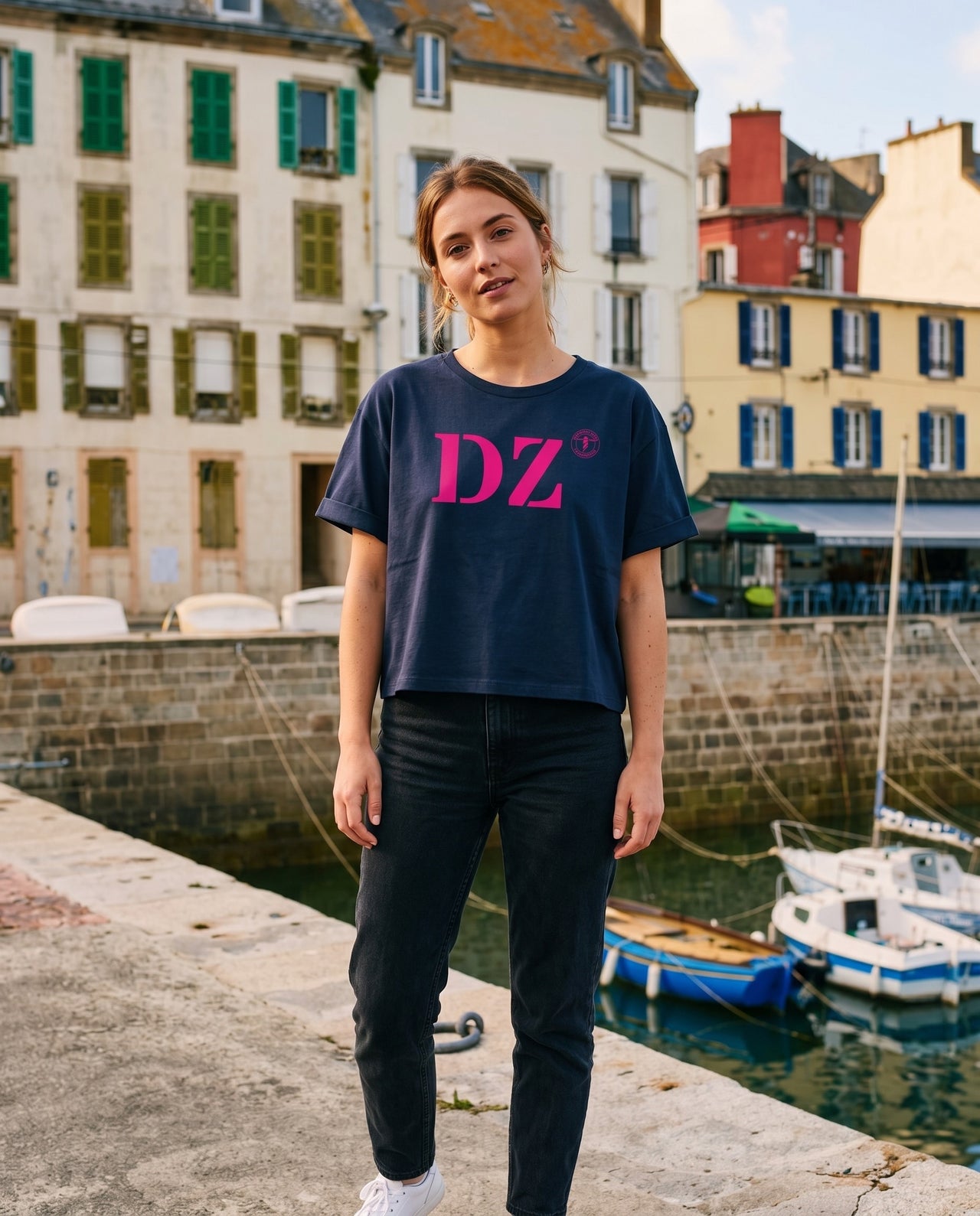 Tshirt oversized DZ Douarnenez - Bleu et rose - Femmes