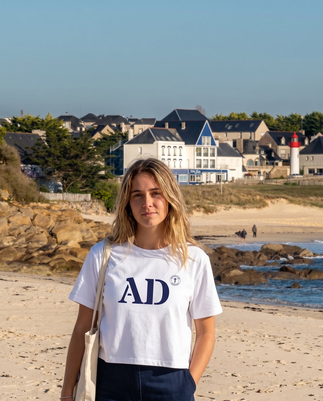 Tshirt oversized Audierne AD Blanc et Bleu - Femmes