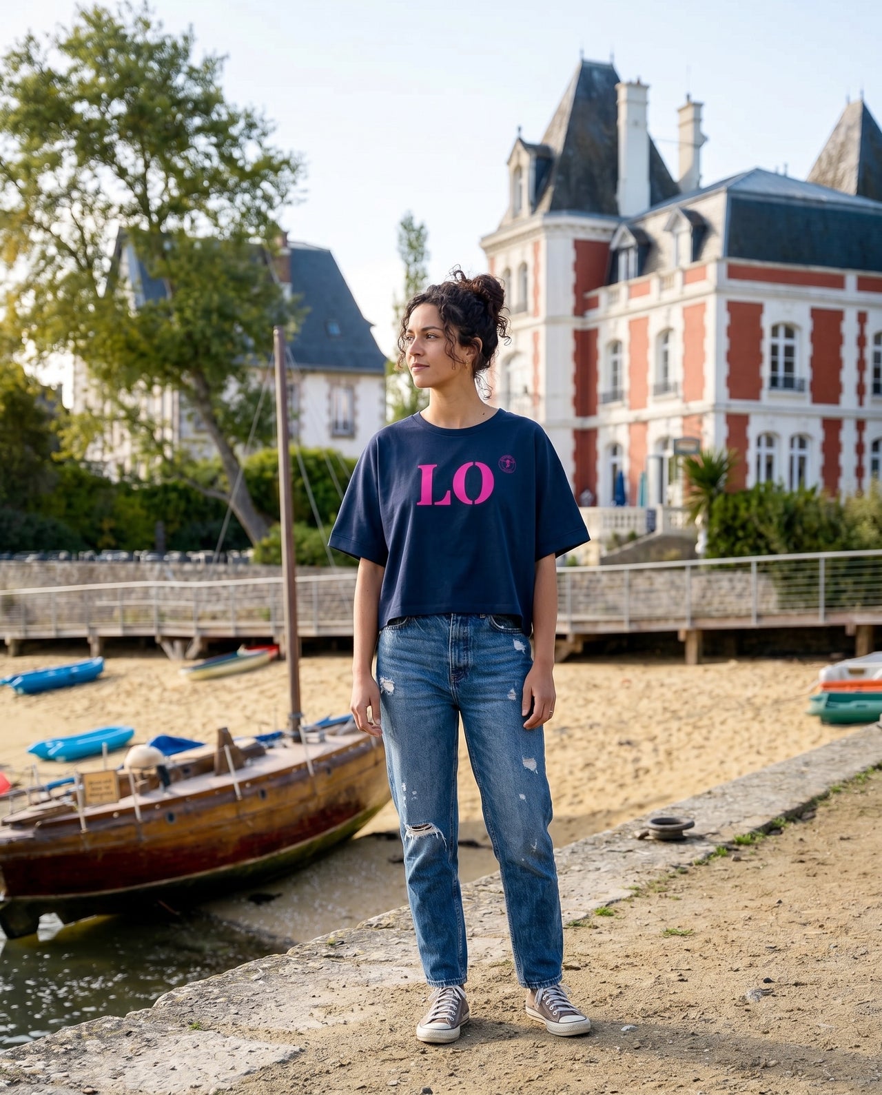 T-shirt oversized Lorient LO Bleu et rose pour Femmes