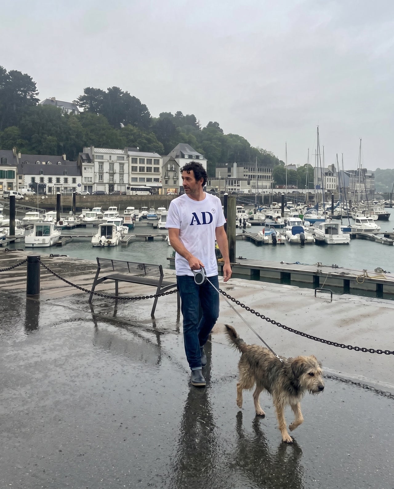 T-shirt Audierne AD Blanc et Bleu - Unisexe