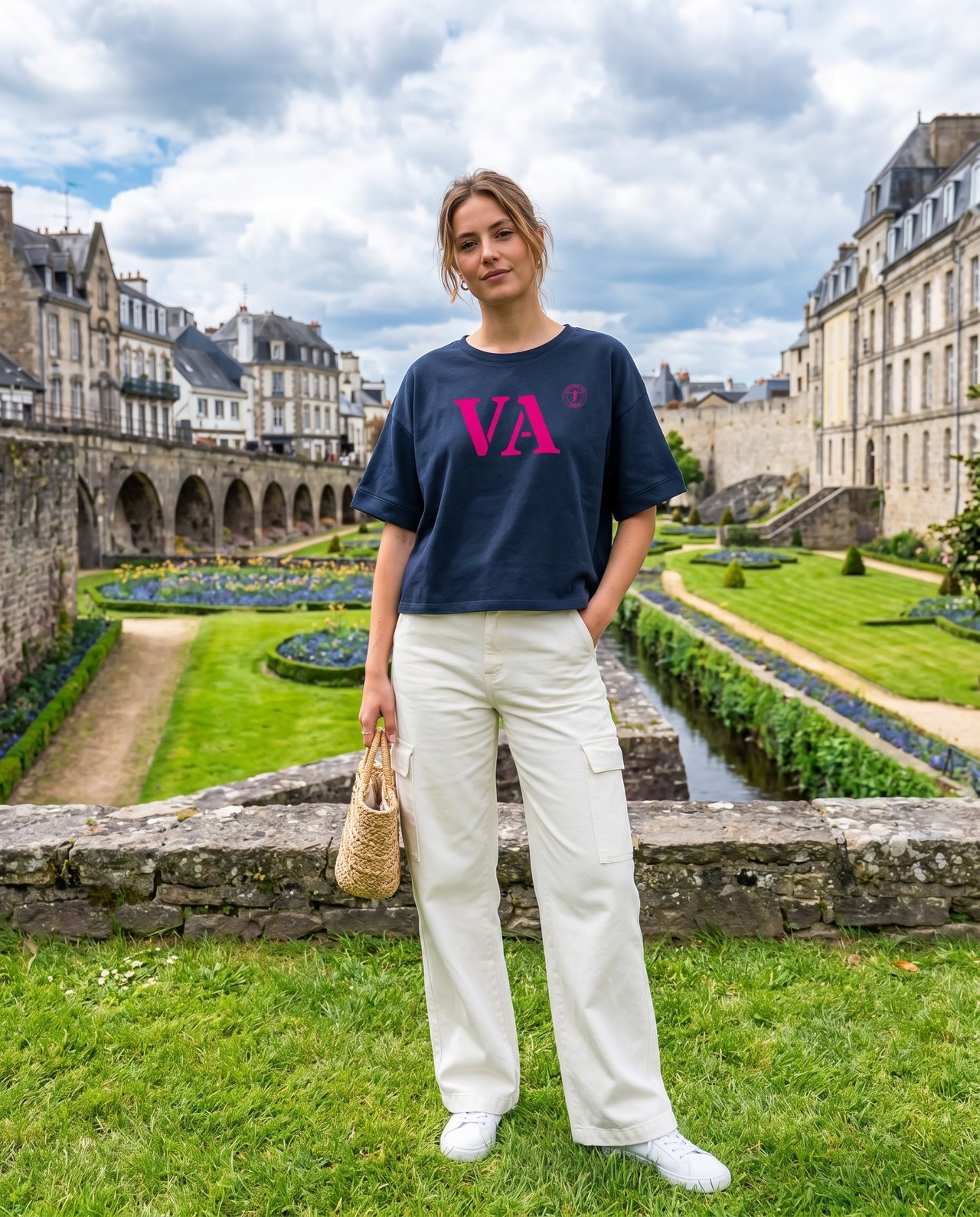 Tshirt oversized Vannes VA - Bleu et rose - Femmes