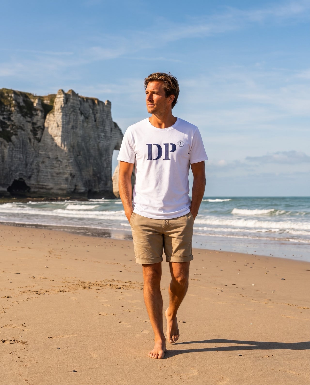 T-shirt Dieppe DP- Blanc et Bleu Marine