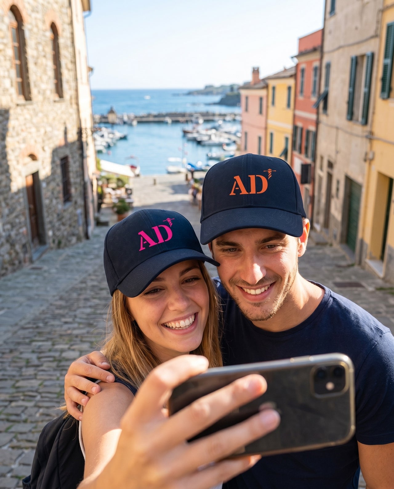 Casquette AD Audierne Bleu Marine - Orange / Rose
