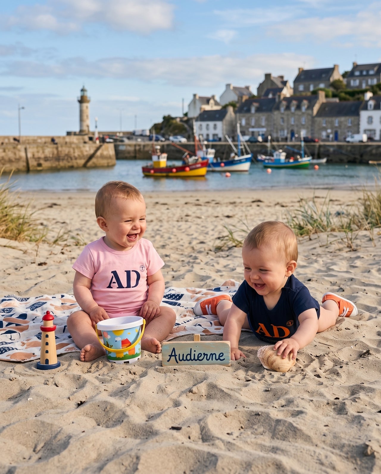 Body enfant Audierne AD - Bleu et orange