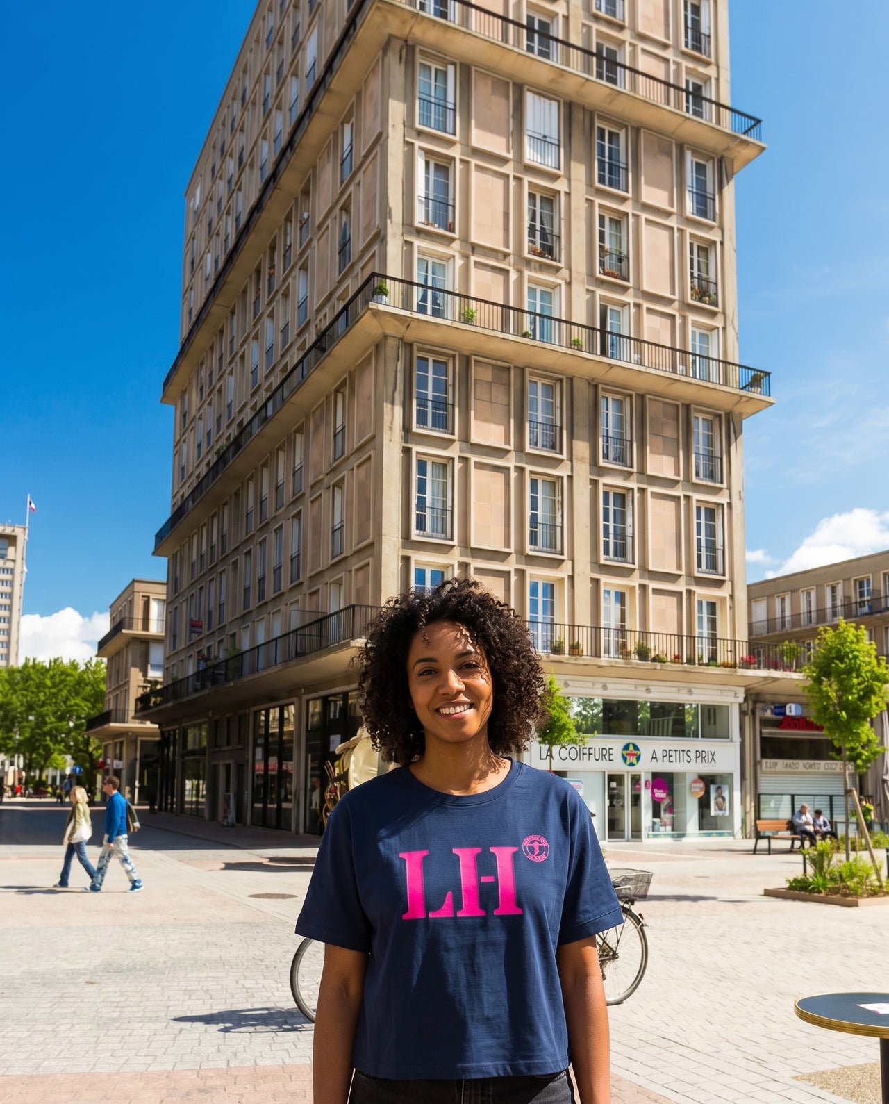T-shirt oversized LH Le Havre - Bleu et rose - Femmes