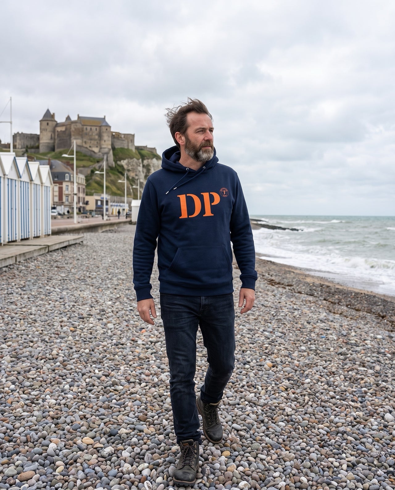 Sweat à capuche DP Dieppe Bleu Marine - Orange - Unisexe