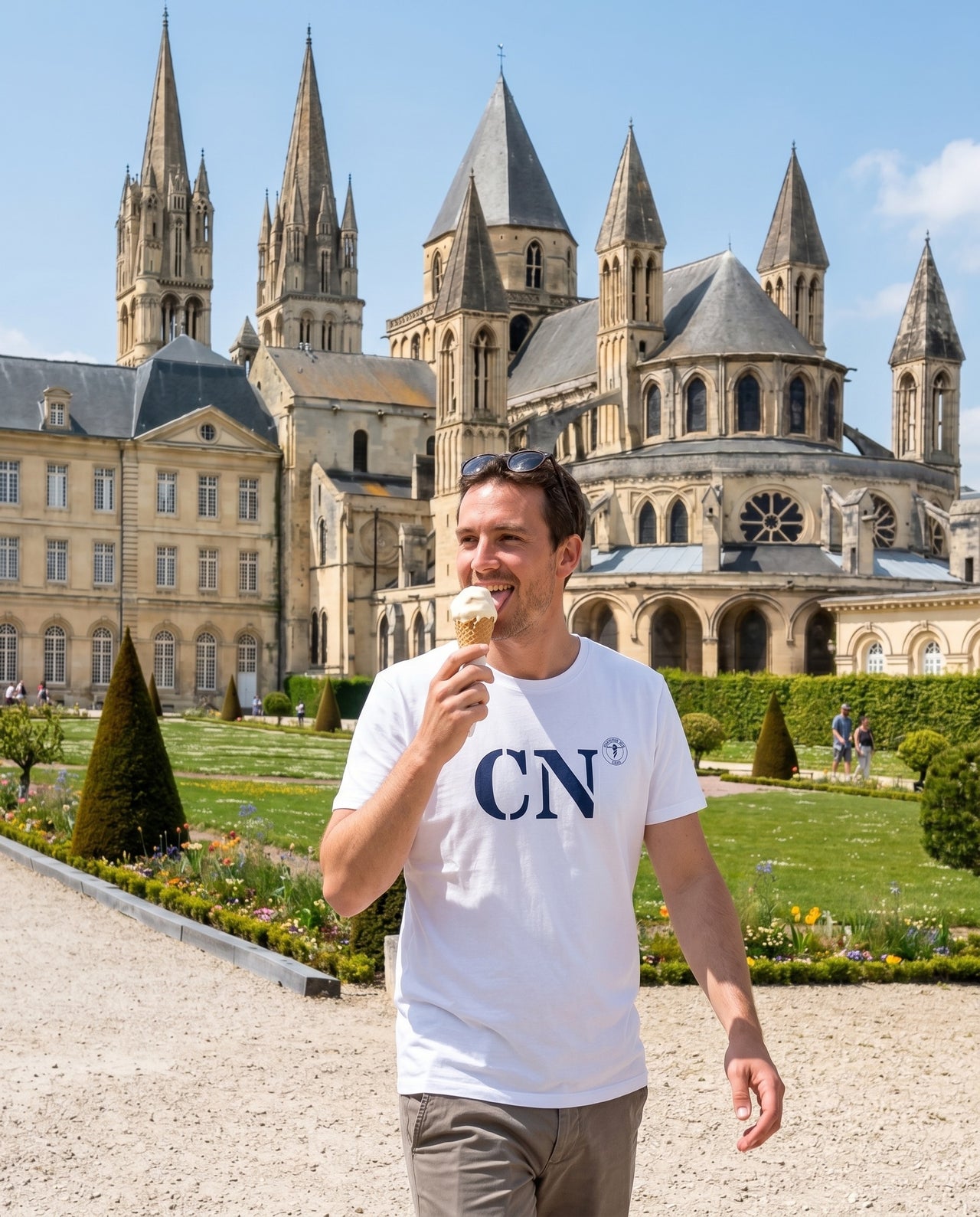 T-shirt Caen CN - Blanc et Bleu Marine