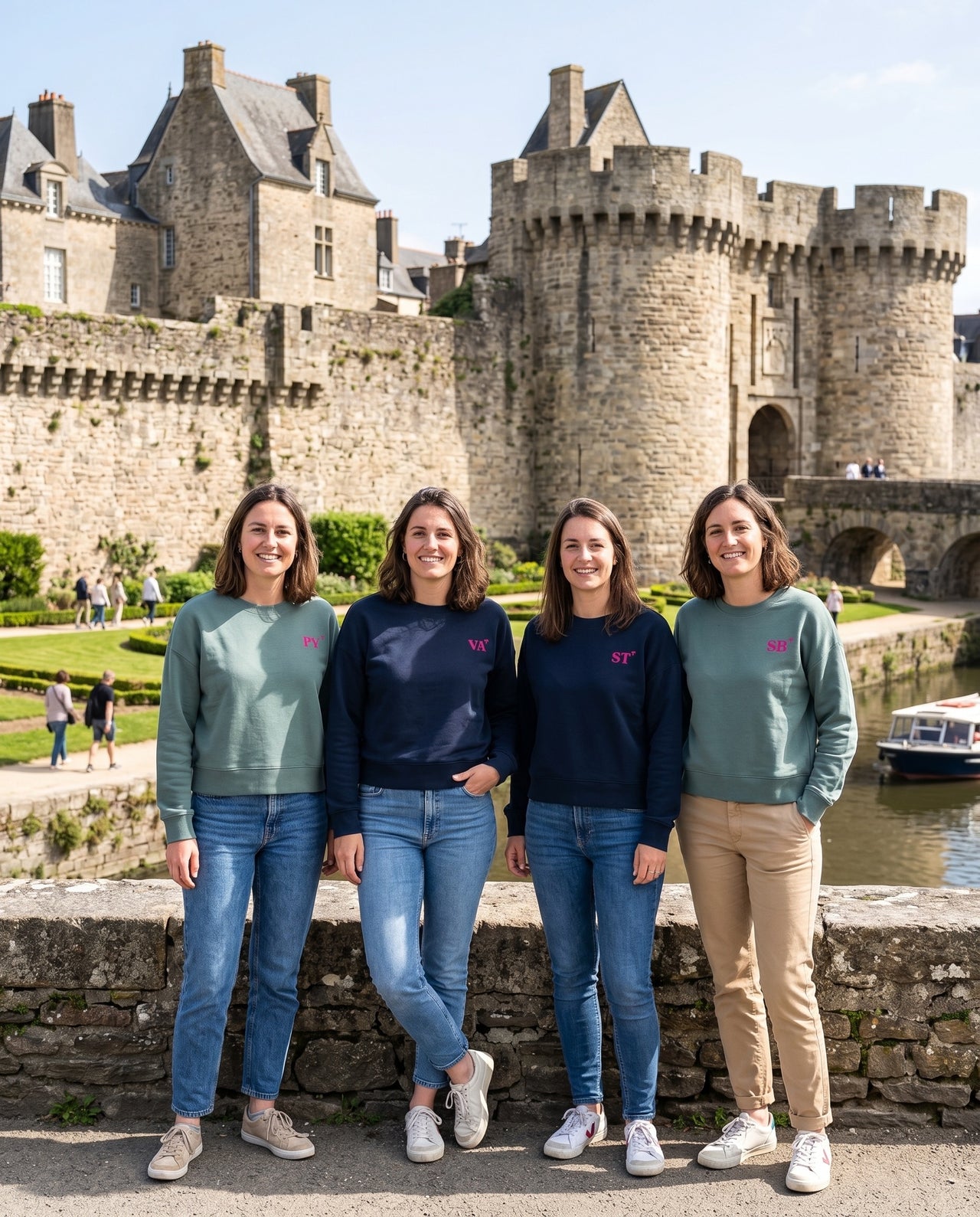 Sweat femme oversize ST Sète Vert / Rose - Bleu Marine / Rose