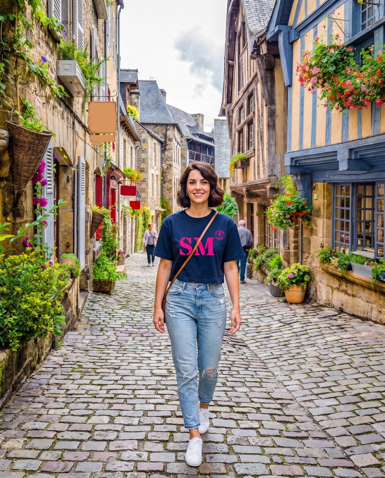 T-shirt oversized SM Saint-Malo - Bleu et rose - Femmes