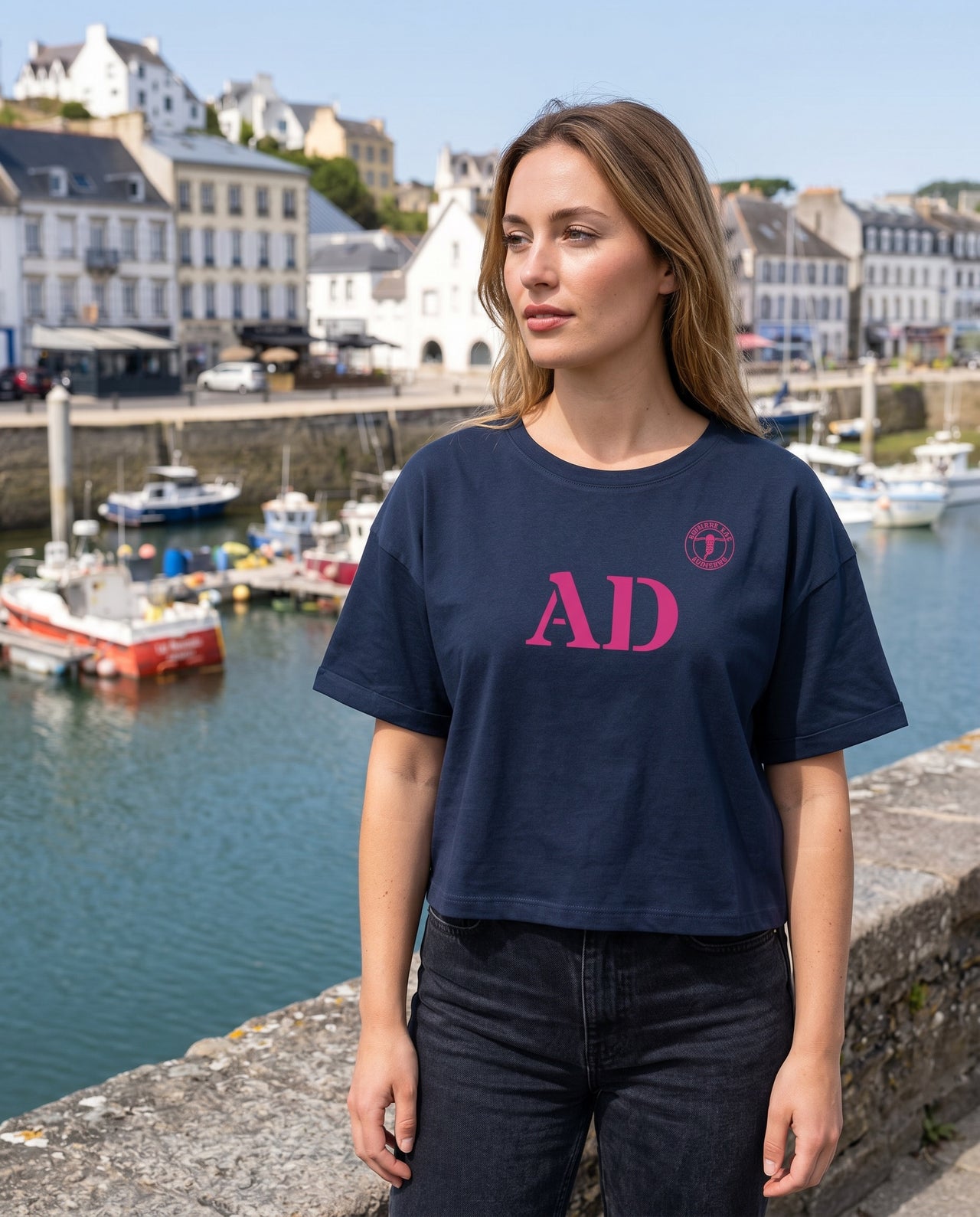 T-shirt oversized AD Audierne - Bleu et rose - Femmes