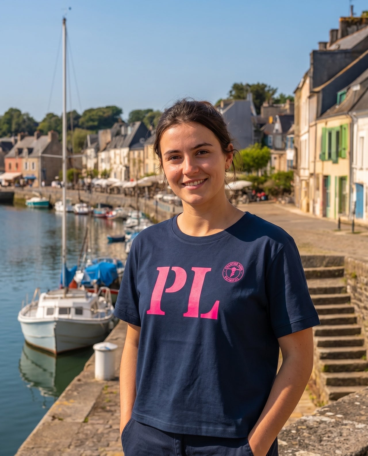 T-shirt oversized PL Paimpol - Bleu et rose - Femmes