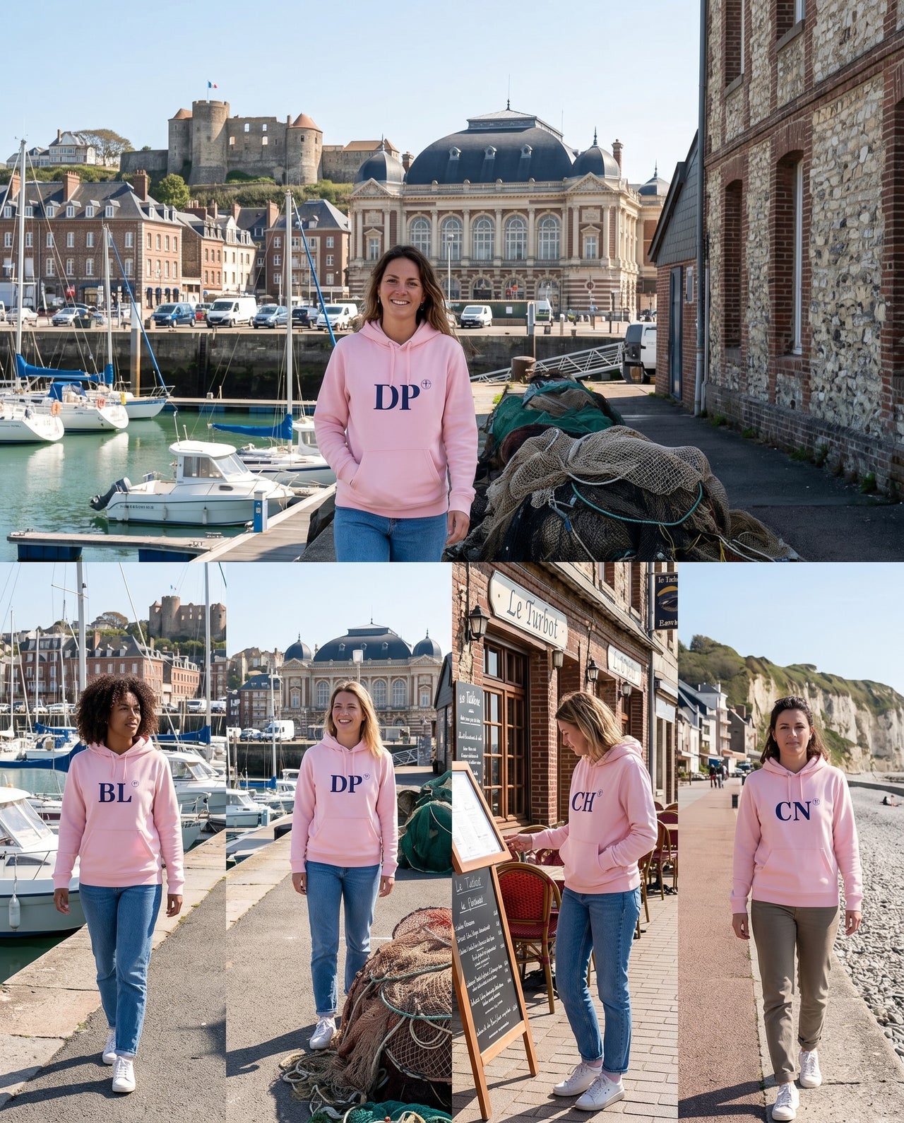 Sweat à capuche Boulogne sur Mer BL Rose et Bleu Marine