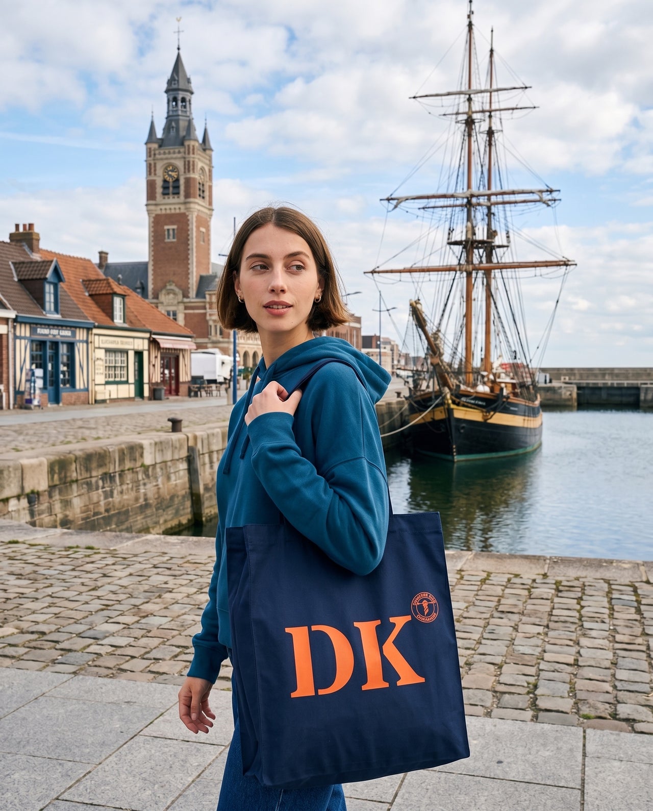 Tote bag DK Dunkerque Bleu Marine - Orange