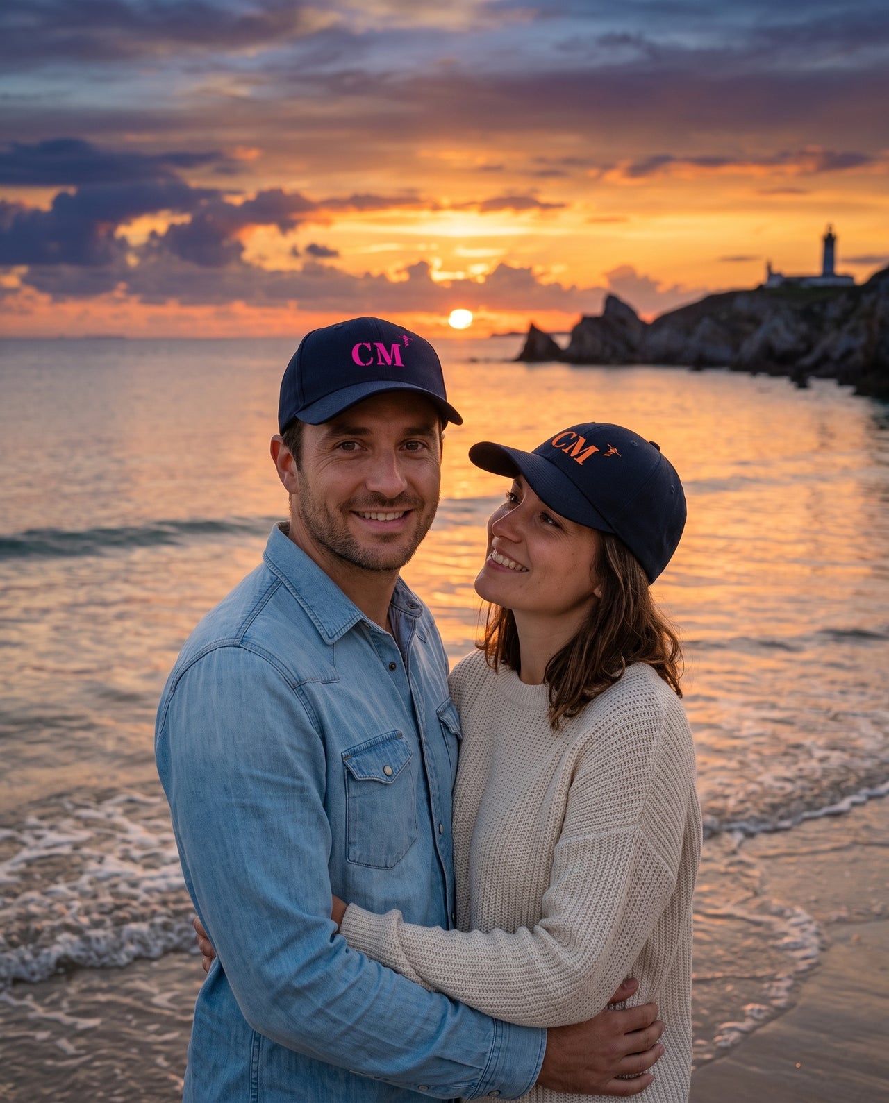 Casquette CM Camaret Bleu Marine - Orange / Rose