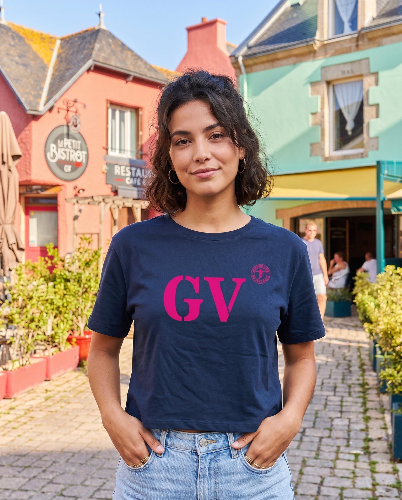 T-shirt oversized GV Le Guilvinec - Bleu et rose - Femmes