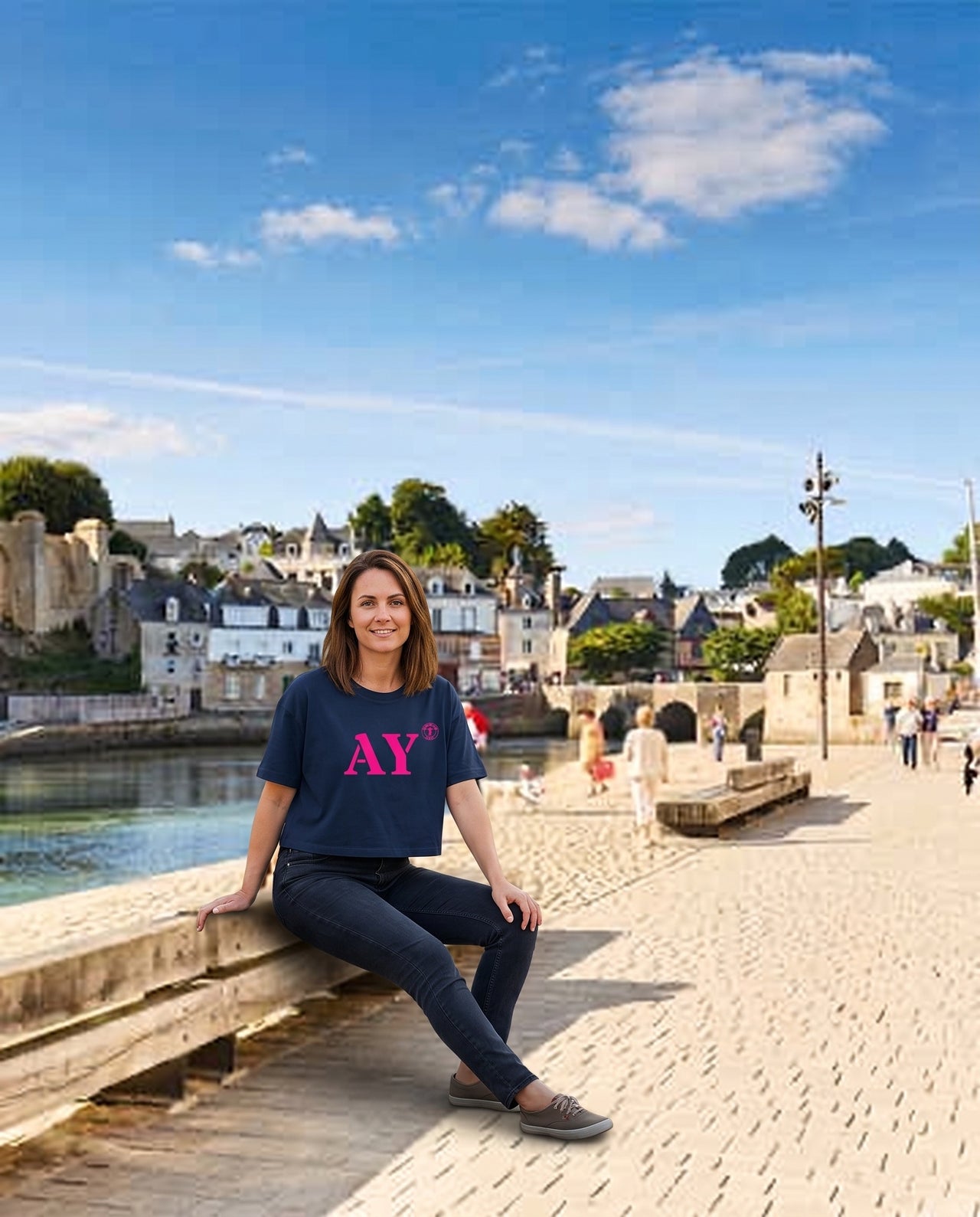 T-shirt oversized AY Auray - Bleu et rose - Femmes