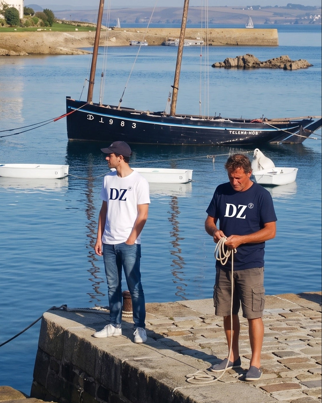 T-shirt DZ Douarnenez  - Marine et Blanc - Unisexe