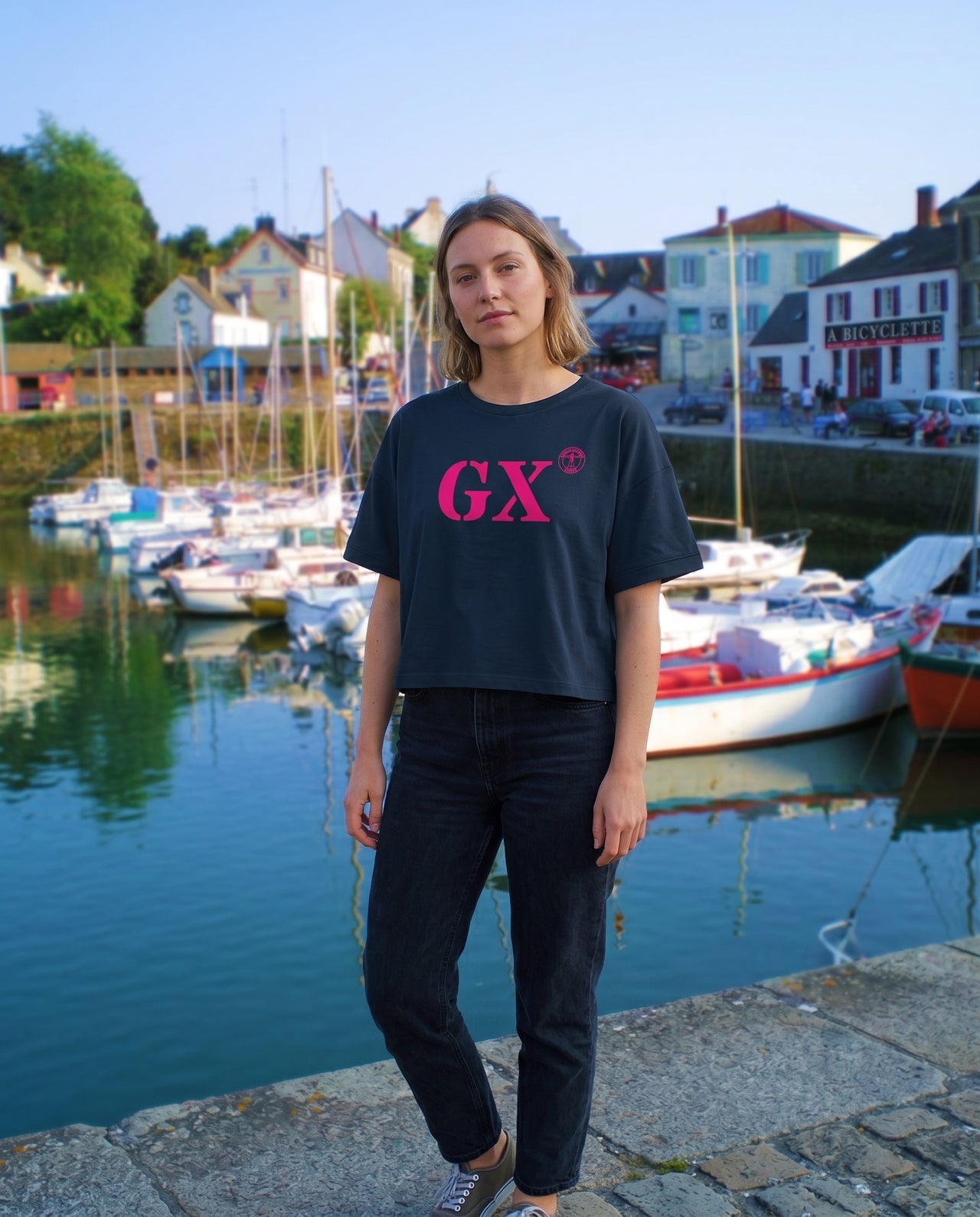 T-shirt oversized GX Groix - Bleu et rose - Femmes
