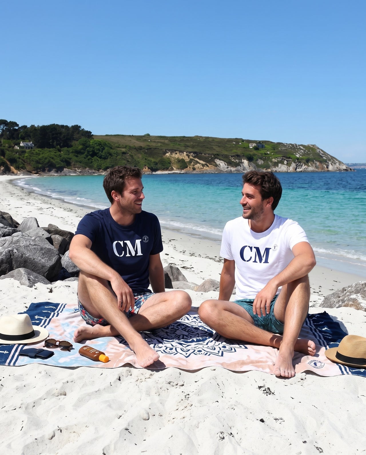 T-shirt CM Camaret - Marine et Blanc - Unisexe