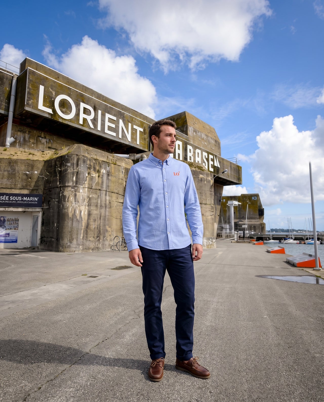 Chemise Lorient LO Hommes bleu ciel orange-blanc