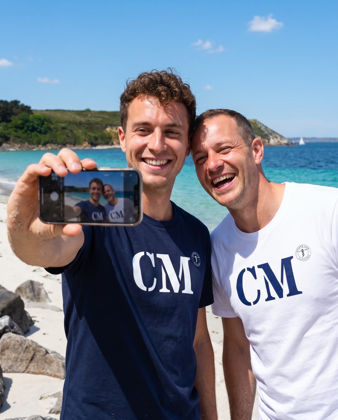 T-shirt  CM Camaret - Blanc et  Bleu - Unisexe