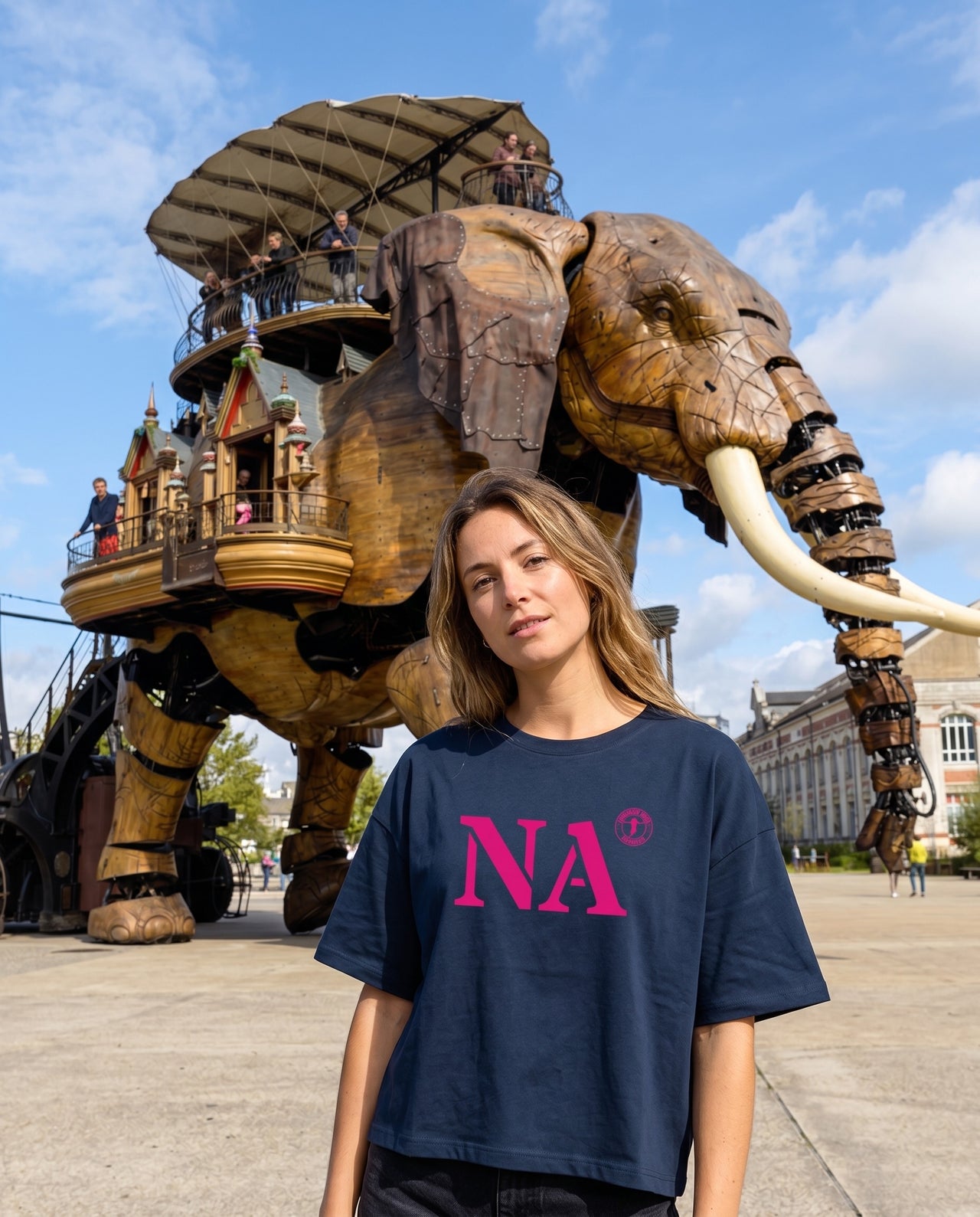 T-shirt oversized NA Nantes - Bleu et rose - Femmes