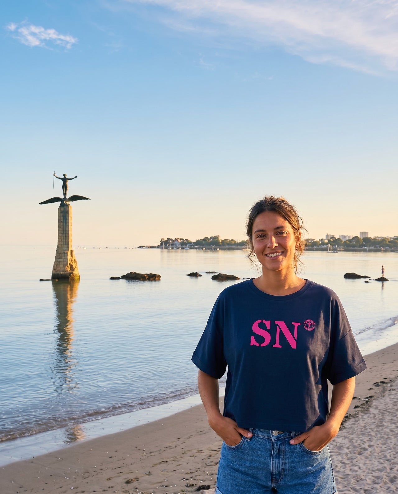 T-shirt oversized Saint-Nazaire SN - Bleu et rose - Femmes