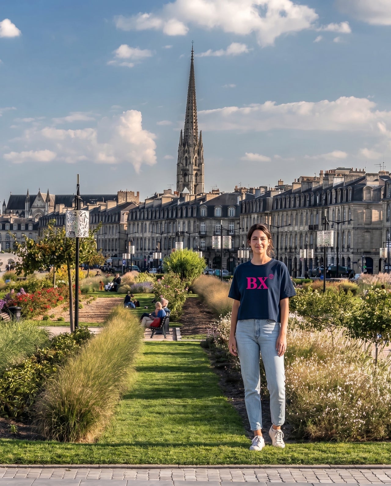 T-shirt oversized Bordeaux BX - Bleu et rose - Femmes