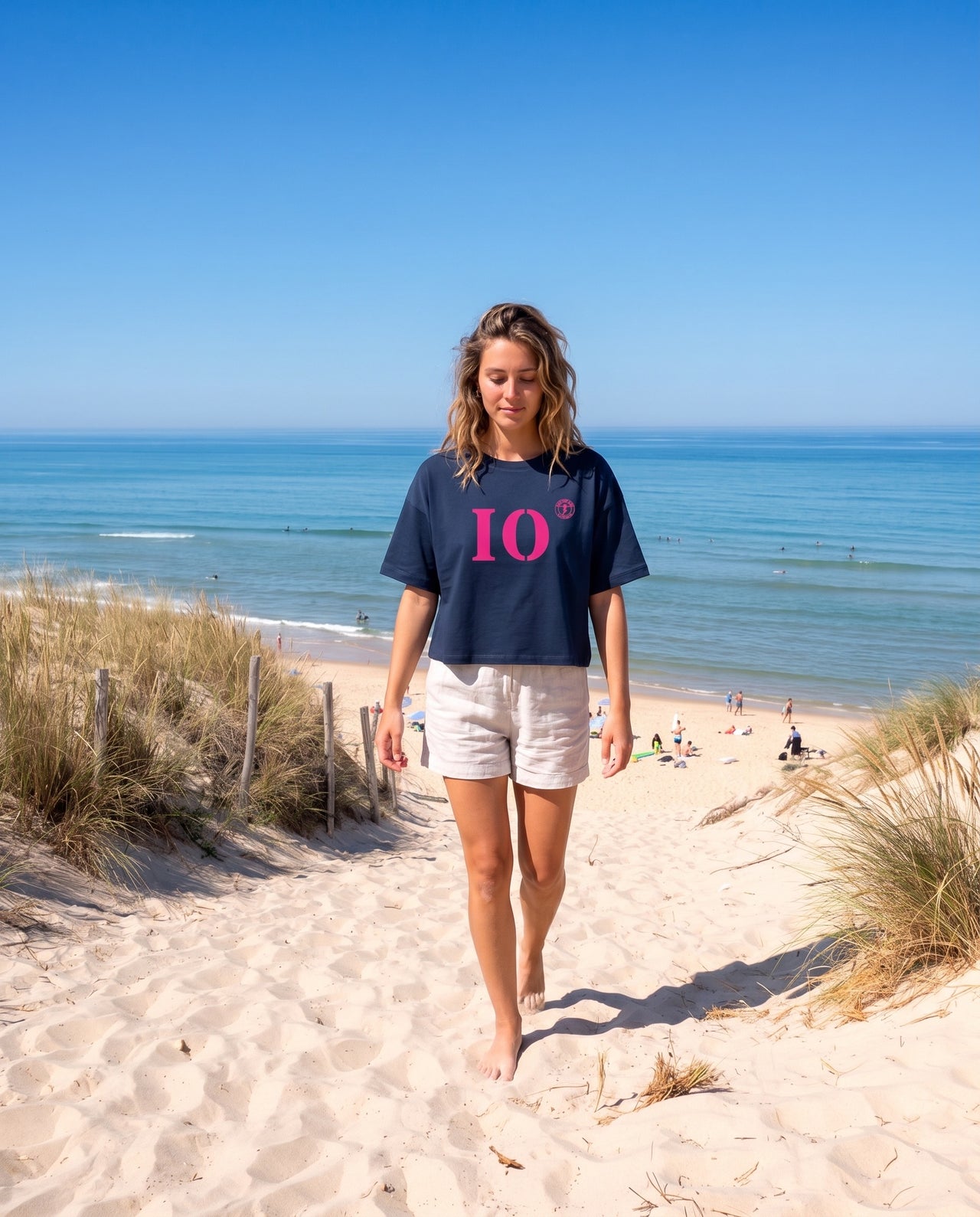 T-shirt oversized Île d'Oléron - Bleu et rose - Femmes