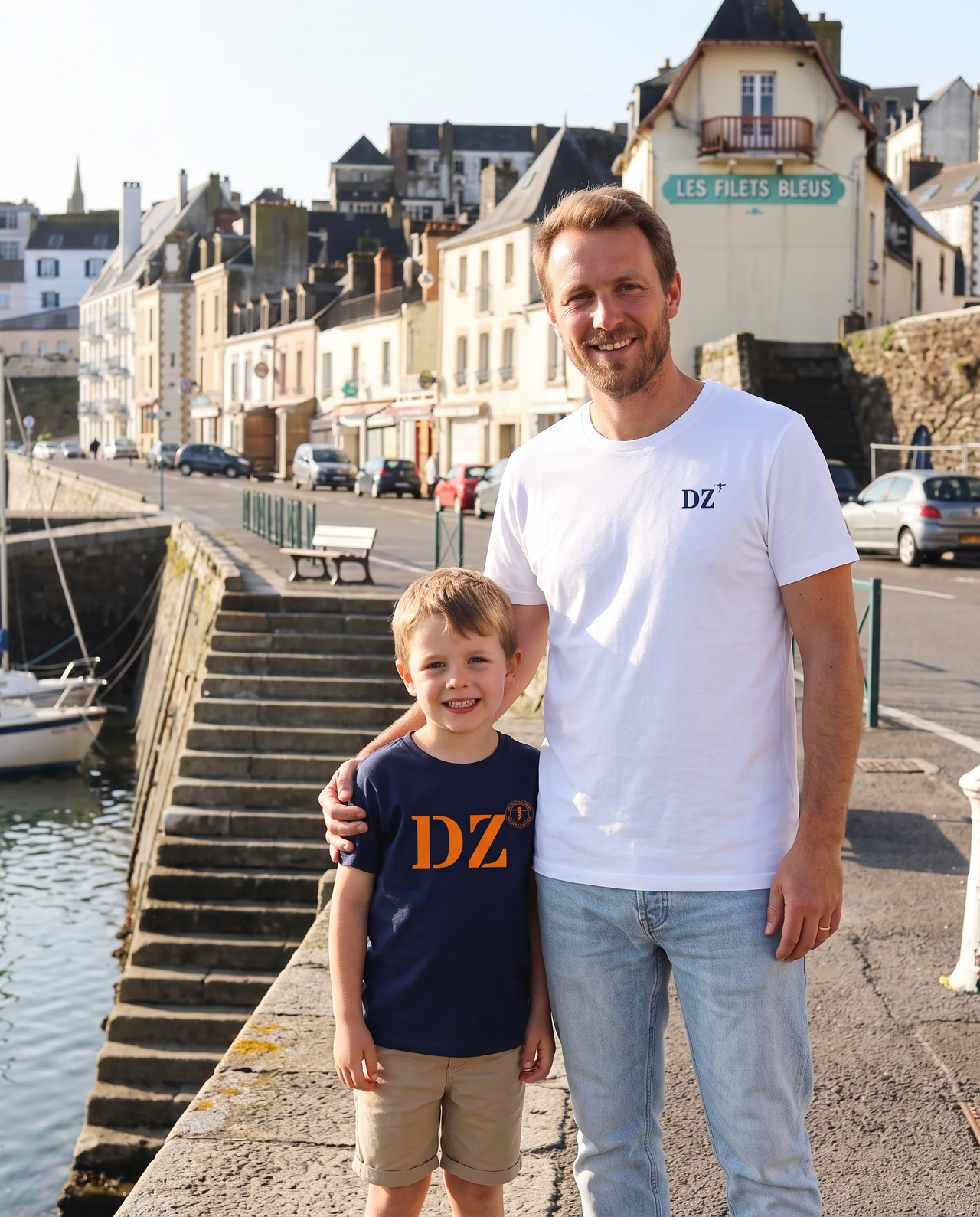 T-shirt  ENFANT DZ Douarnenez - Marine et orange - Unisexe